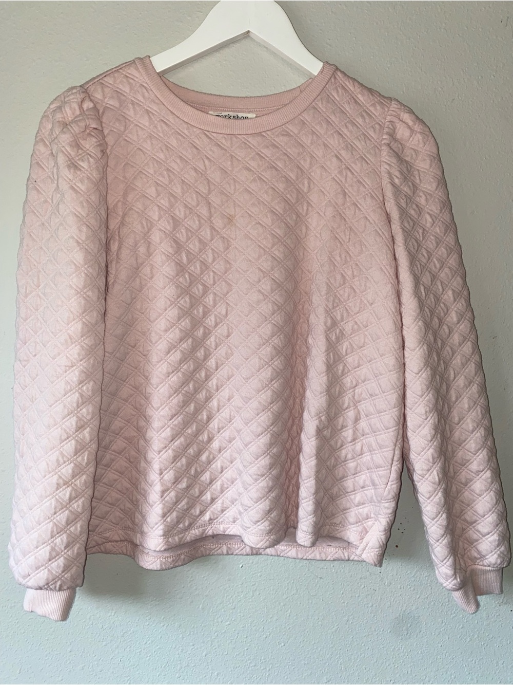 Quilted Crewneck Sweatshirt - Blush Pink